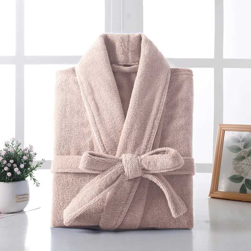 100% Cotton Long Thick Absorbent Terry Bath Robe Kimono Men LightWeight Waffle Towel Bathrobe Sleepwear Women Dressing GownXJ241018