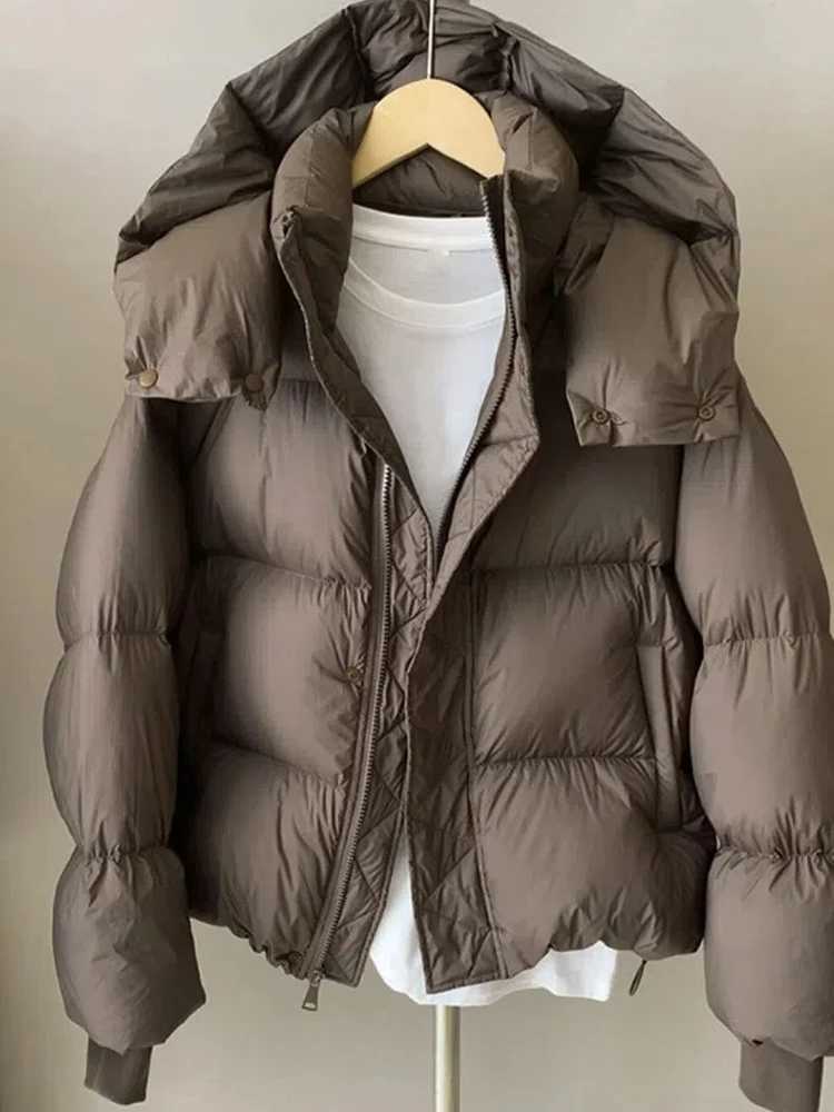 Womens Down Parkas New waterproof down cotton apron jacket hooded sweatshirt womens winter clothing Korean style puff jacket outerwear womens outerw Y