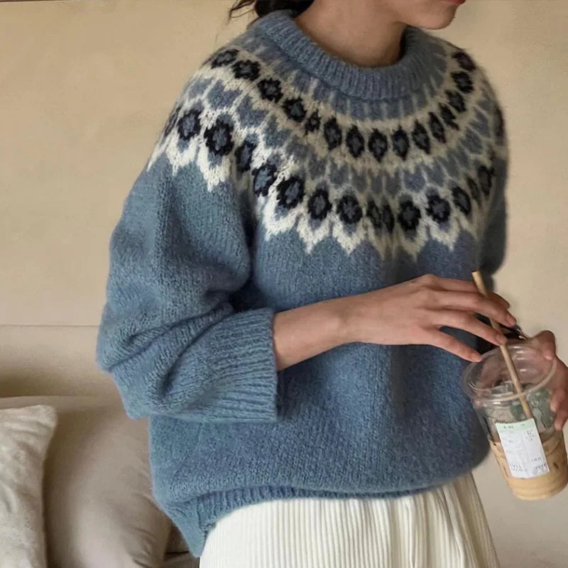 Autumn/Winter Comfortable Thick Womens Sweater Casual Loose Fit Round Neck Womens Sweater All in One 241019