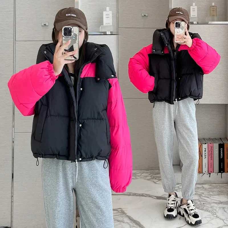 Snow Wear Winter Down Cotton Jacket 2024 New Women Parka Puffer Jacket Long Sleeve Hooded Coat Thickened Warm Coat Womens ClothX241019