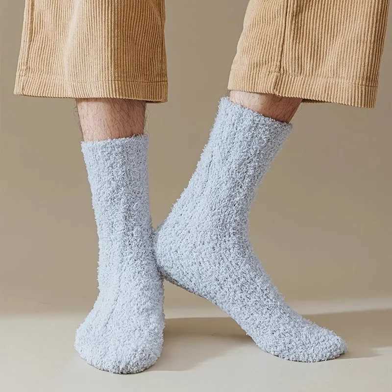 4pcs Winter Warm Thick Velvet Socks Men Coral Fleece Plush Stocks for Girls Fluffy Floor Sleeping Middle Tube Sock Hosiery SoxesXJ241019