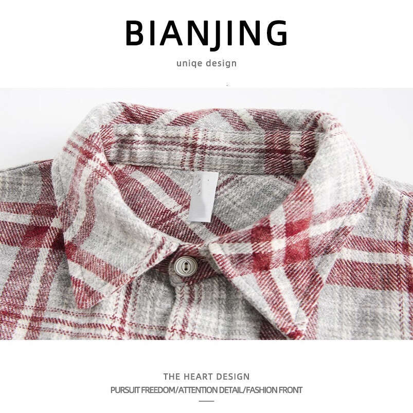 shanshi Men's shirts American in color blocked plaid lapel shirt men's and women's outerwear trendy brand loose casual handsome versati