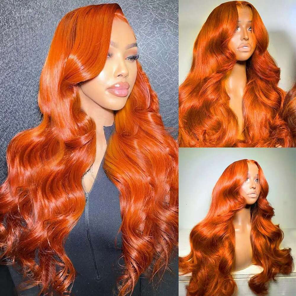 Ginger Orange Body Wave 13x4 Front Wigs Human Hair 13x6 13x7 Frontal Pre Plucked Hd Transparent Lace 350 Color Wig