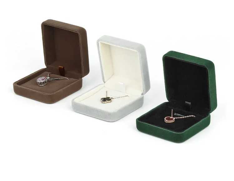 Exquisite iron flannel pearl treasure box ring box bracelet and necklace box gift packaging pendant box solid gray/green/coffee W241019