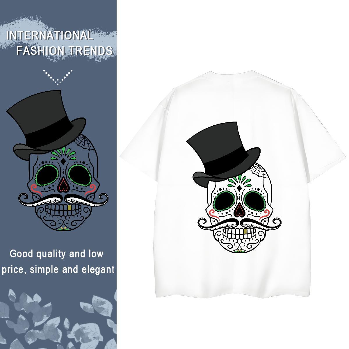 New Arrival Womens T Shirts 100% Cotton 230g Breathable Short Sleeve Sport skull Unisex Tshirts Designer Nice DIY Printed Clothings