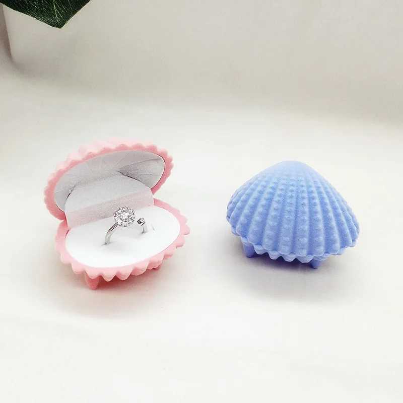 Velvet Flip up Childrens Necklace Earrings Studs Finger Rings Exquisite Shell Sea Star Crown Jewelry Box Bead Box W241019