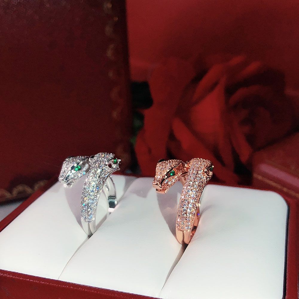 Punk Personality domineering Double zircon leopard head ring Women's Ring Hot Free shipping Luxurious Dance Giving gifts Rings 2025