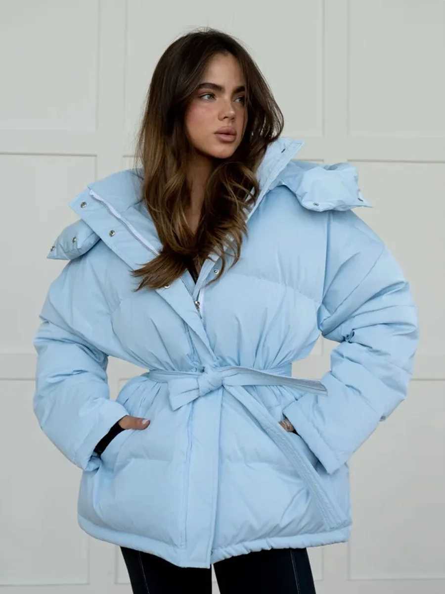 Women's Down Parkas 2024 Winter New Womens Extra Large Down Cotton Jacket Loose Commuter Hooded Jacket Y2410195RU3
