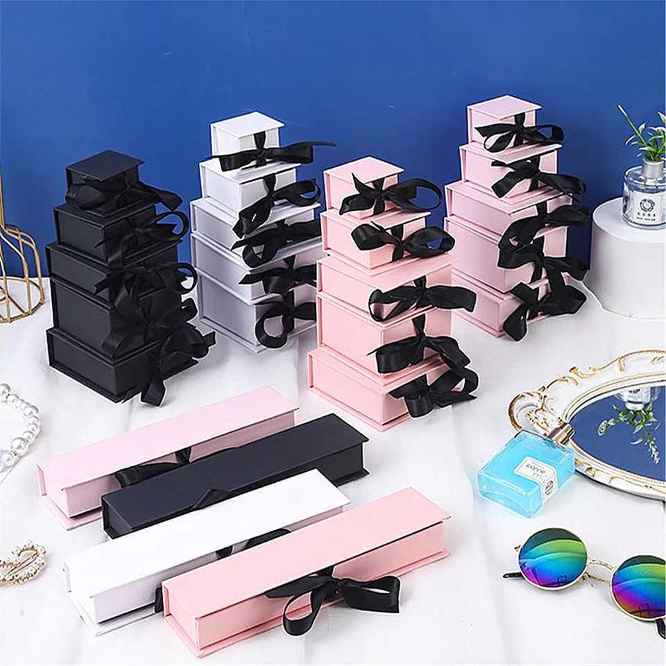 2024 New Jewelry Organizer Ribbon Flip Jewelry Packaging Paper Box Greeting Card Necklace Earrings Bracelet Gift Storage Box W241019