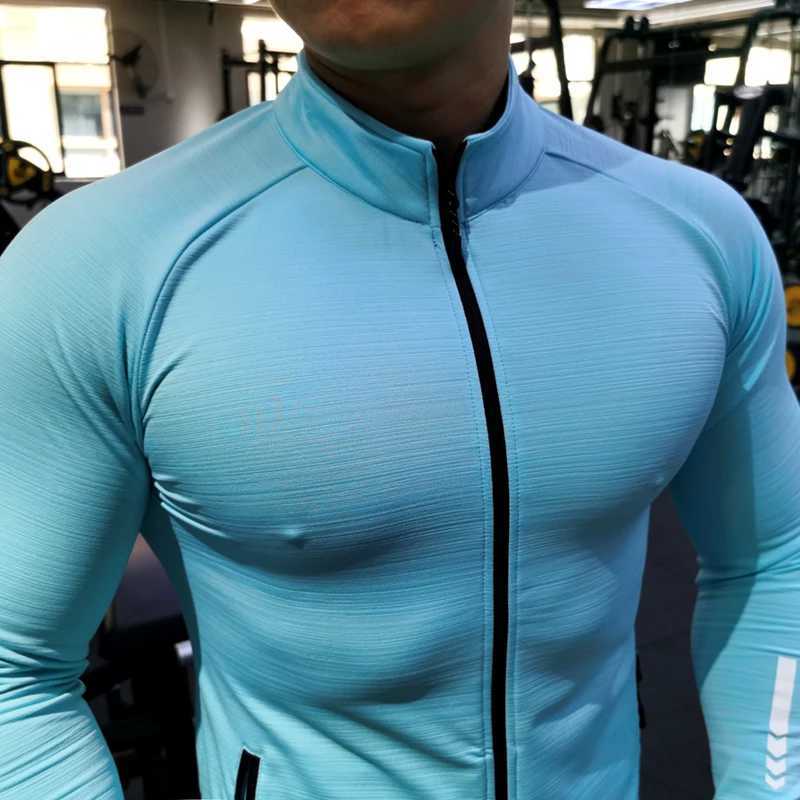 New Winter and Autumn Sportswear Mens Zipper Elastic Quick Drying Running Jacket Fitness Gym Sportswear Top Mens Sportswear W241018