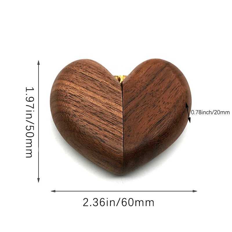 Heart shaped flip ring box wedding engagement ring box walnut engagement ring holder personalized anniversary gift for couples W241019