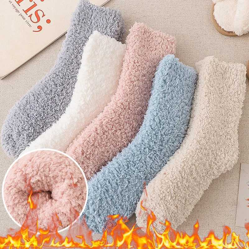 Winter Fluffy Fuzzy Socks Cozy Cashmere Sock Soft Velvet Thick Warm Bed Floor Home Slipper Sock For Women Men Winter Warm SoxXJ241019