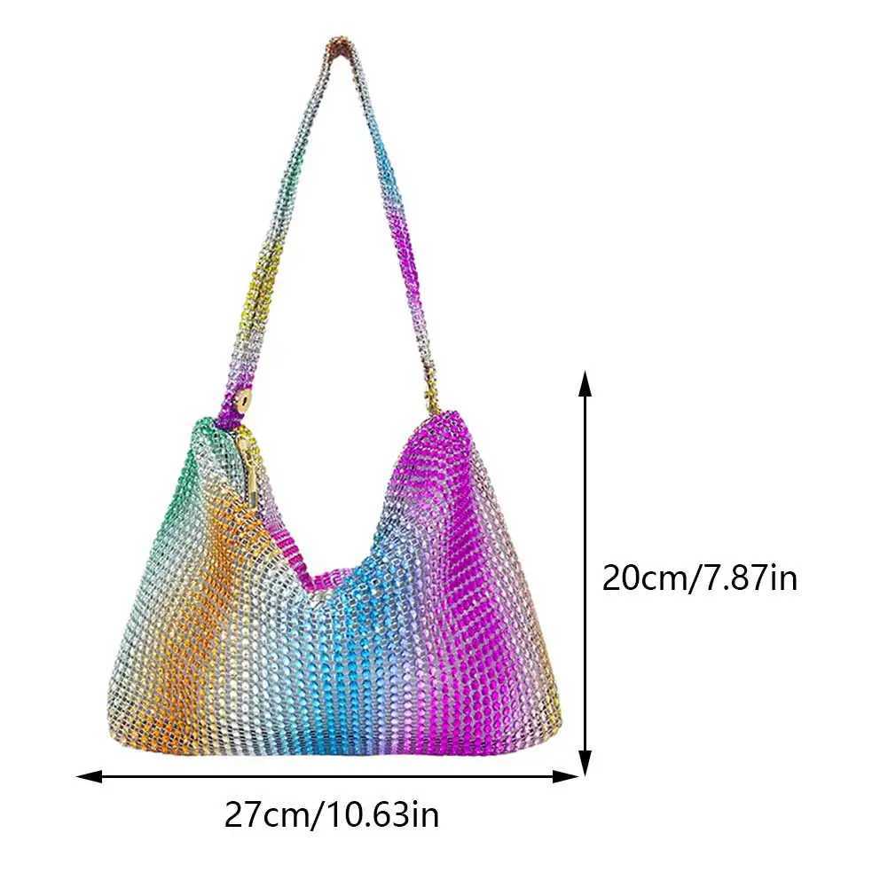 Sparkling Evening Dinner Clutch Bag Zipper Closure Womens Fashion Evening Bag Water Diamond Decoration Large Capacity Bottom Bag Y241019