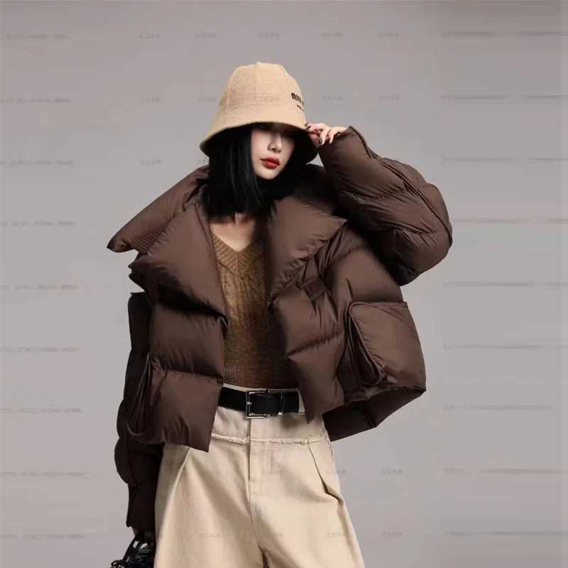 Women's Down Parkas Lagabogy 2024 Winter Inflatable Jacket Womens Shorts 90% White Duck Down Jacket Womens Shirt Warm Parkas Detachable Slves Jac