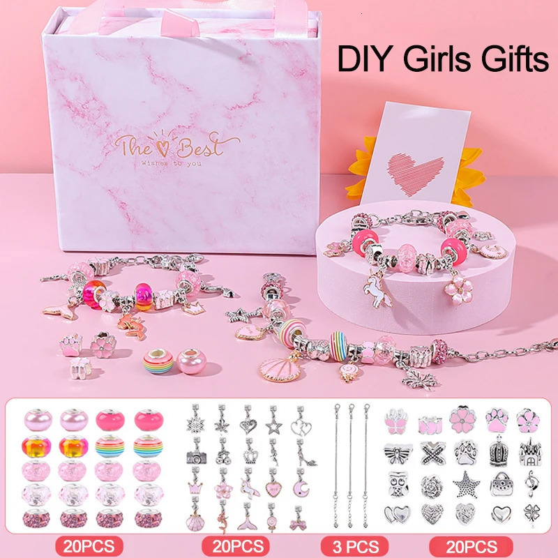 Childrens DIY Handmade Toys for Girls 6-13 Years Old Bracelet Handmade Bead DIY Material Wearing Bead Necklace Girl Birthday Toy Gift 241018