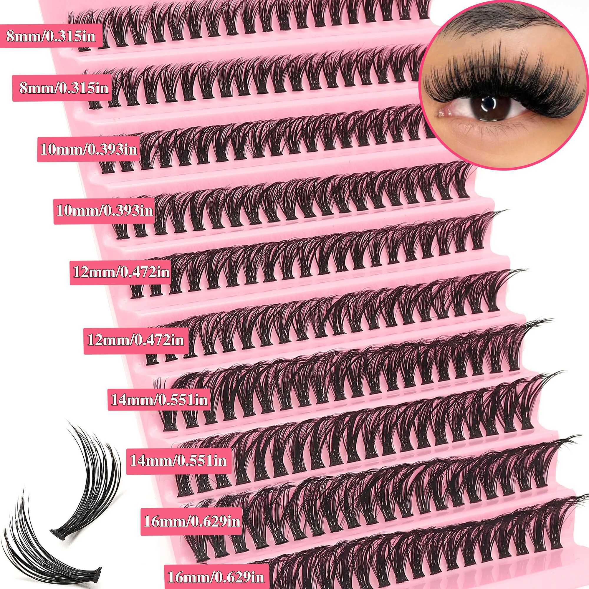 40D Fluffy Dramatic D Curl Eyelash Extensions 0.05mm Thick DIY Cluster False Lashes Set Reusable Mixed Lengths 9-16mmXJ241019