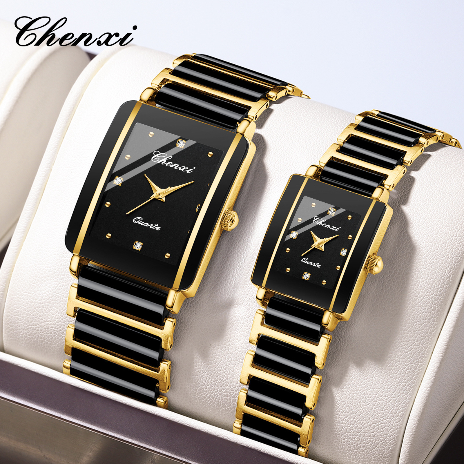 Other Watches OUPAI Arrival Black Rectangle Ceramic Watch Men Ultra Thin 34mm Quartz Fadeless Scratchless Old Fashion 230625