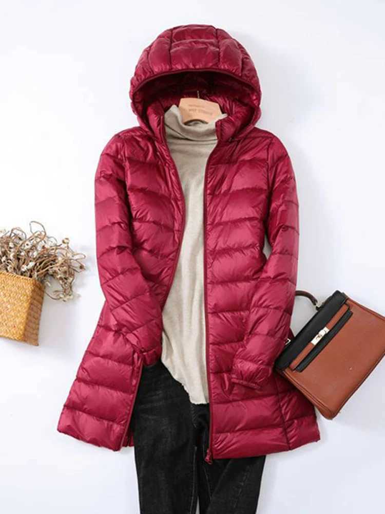 0-10 Korean Style Women Hooded Puffer Jackets 2024 Autumn Winter Ultra Light Female Hood Detachable Duck Down Coat Thin ParkasX241019