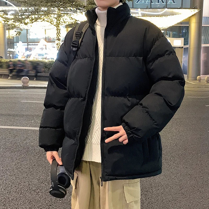 Winter mens patch work color Parkas Korean mens stand collar warm thick inflatable jacket mens fashion cotton Parka Coats 241019