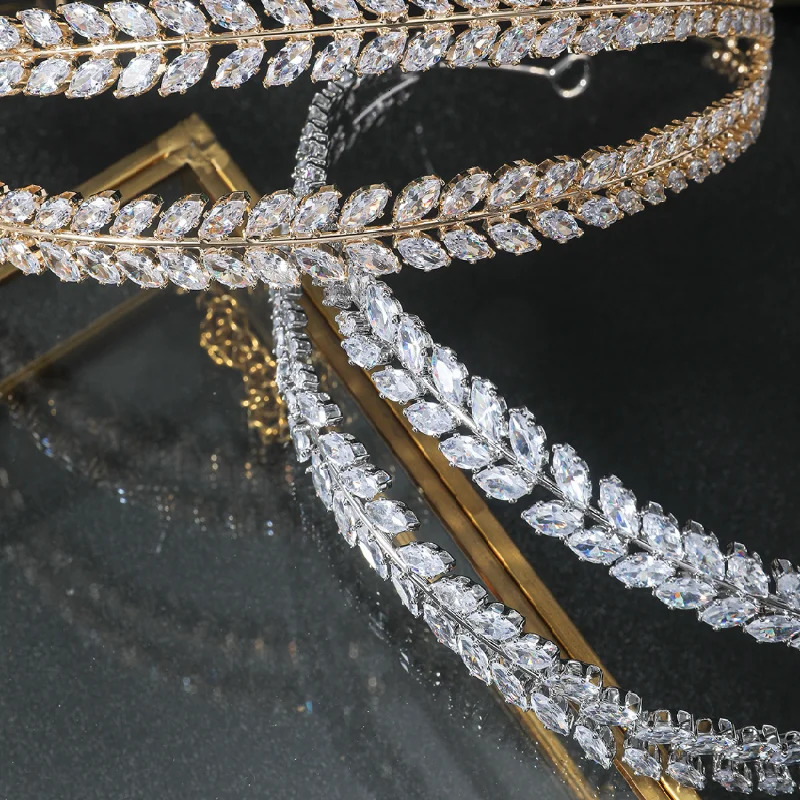 Luxury wedding headband bridal headband cubic zirconia CZ bridal crown headband Tiaras womens hair clip jewelry headband 241018