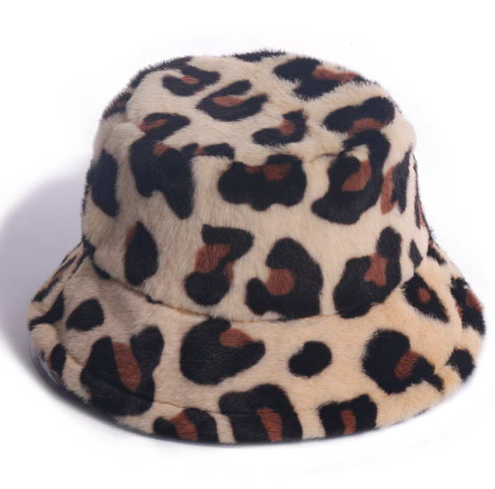 Women Winter Fashion Leopard Print Bucket Hat Wide Brim Hats Fashion Warm Basin Hat Fashion