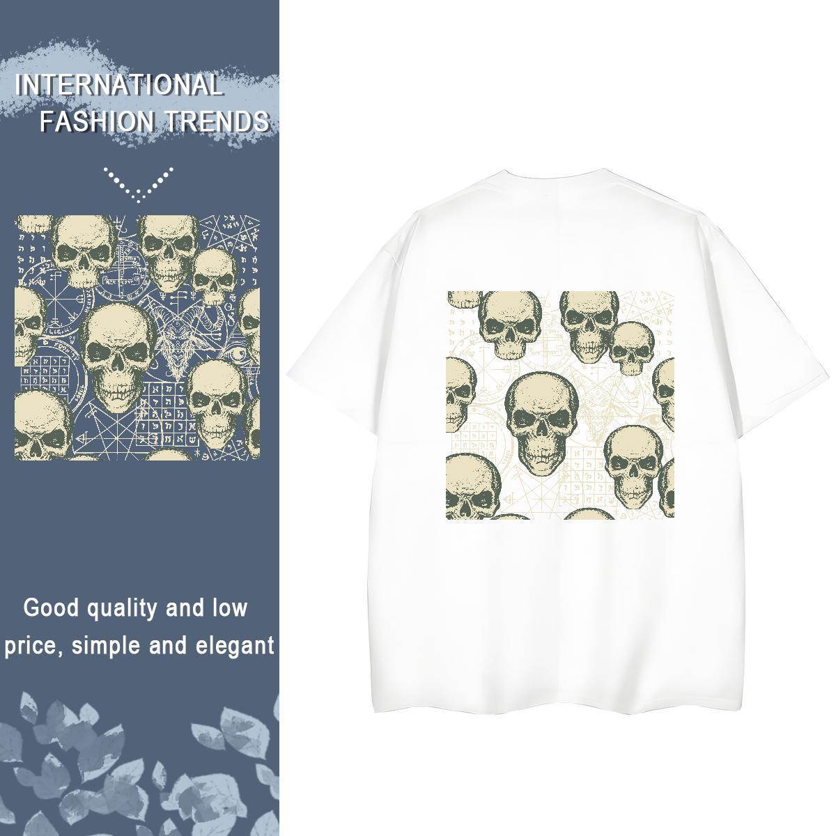 Custom T-Shirts 230g Pure Cotton Breathable High Street Hip Hop skull Womens Tshirts Designer Nice Graphic Top Tees