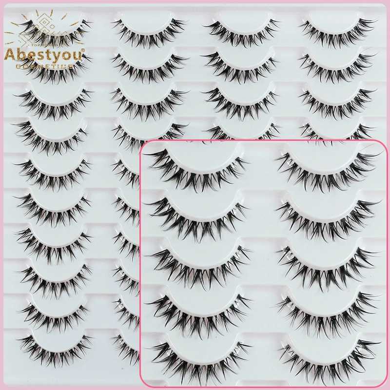 Abestyou 8mm 20Pairs Invisible Strip Soft Clear Band 3D Faux Mink Wispy Eyelash Korea High Quality Short Reusable Lashes Make-upXJ241019