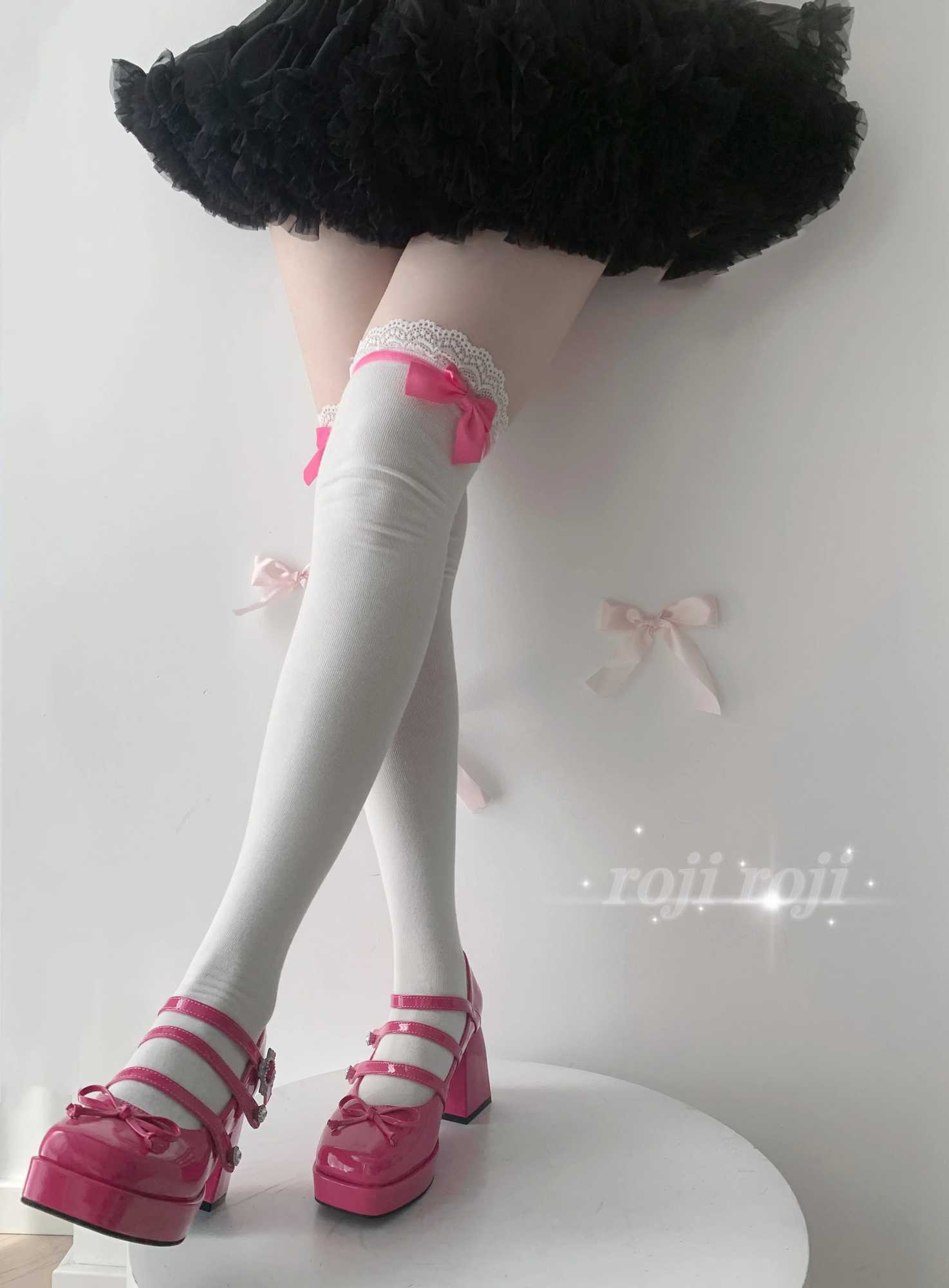 Socks Hosiery Lolita Long Socks Women Spring Autumn Bow Tube Socks Lolita Lace Cotton Socks Swt Girls White Leg Warmers Stockings Y2408330DJSN