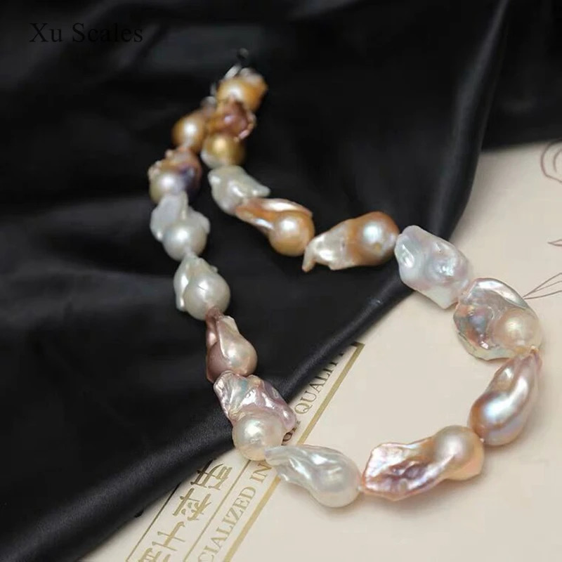 Natural Freshwater Baroque White Multicolor Mixed Pearl Bead Necklace European and American Fashion High end Jewelry 241018