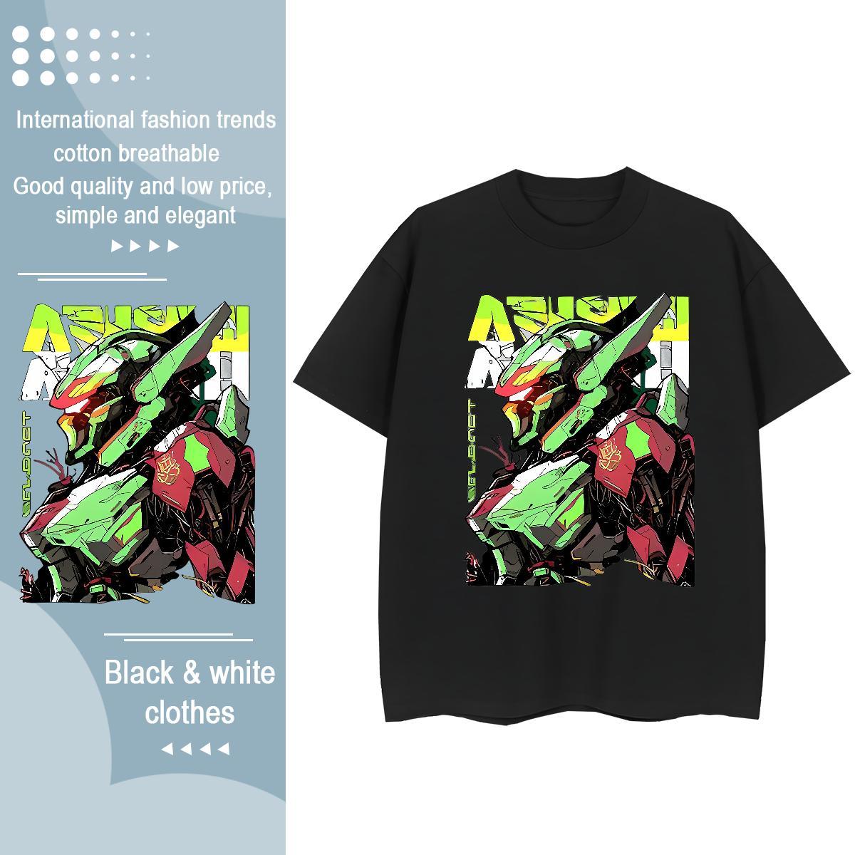 Custom T-Shirts for Women 230g 100% Cotton Breathable Soft Hip Hop Street robot Women Tees 5A White Plus Size Tops Tees