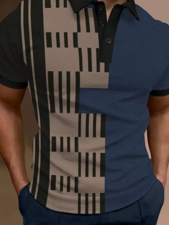 The -selling mens polo shirt in the summer of with patchwork printed collar mens short sleeved casual and comfortable dreamy mens clothing 241018