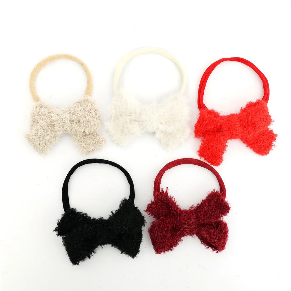 A14YMN solid color wool hair bow cute hair clip girl hair clip bucket solid color clip childrens headband fashionable hair accessory 241018