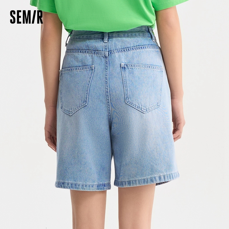 Semir Jeans Women Straight Trousers Tide Cool Personality Fashion Trend Summer Ladies Embroidery Loose Shorts Street