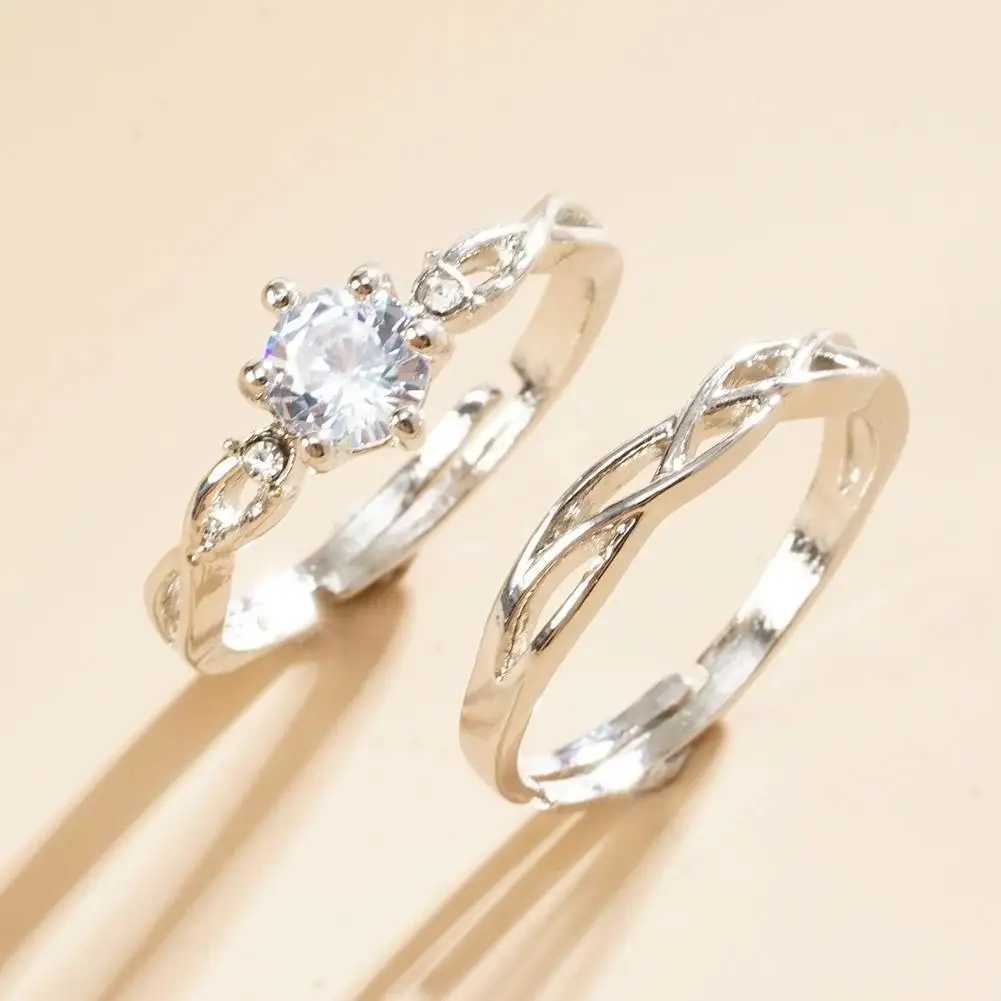 Couple Ring Womens Adjustable Wedding Jewelry Romantic Promise Wedding Anniversary Jewelry Gift Y241019