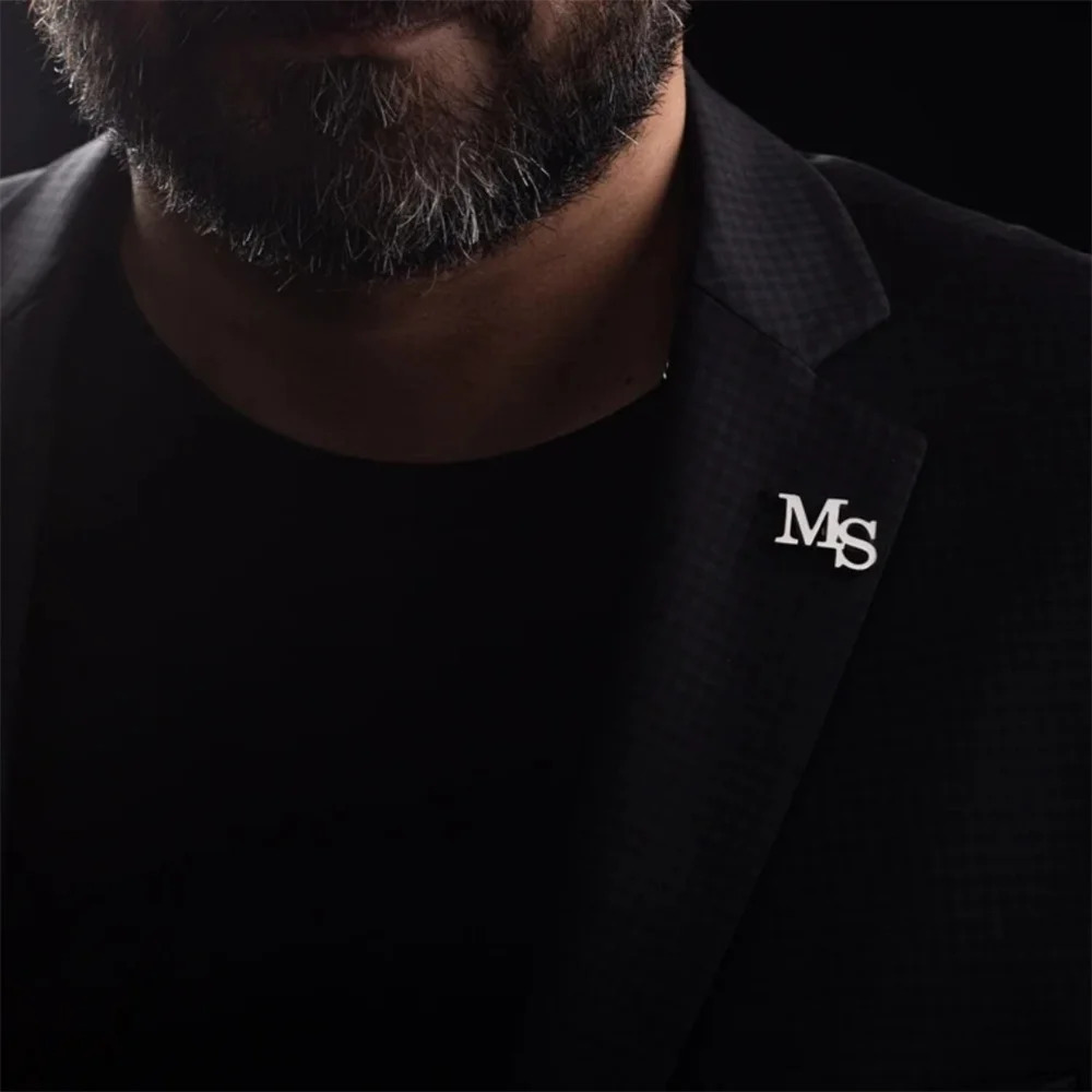 Tangula Custom Name Initials Brooch Stainless Steel Personalized Letter Mens Set Collar Tie Collar Brooch Dad Gift 241018