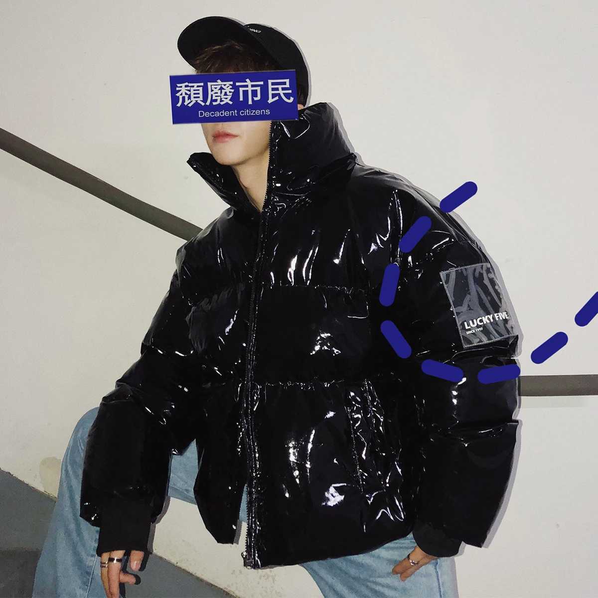 Womens Down Parkas Winter new mens solid color Parkas highquality mens standing collar Harajuku warm thick jacket mens fashionable casual Parka jacke 