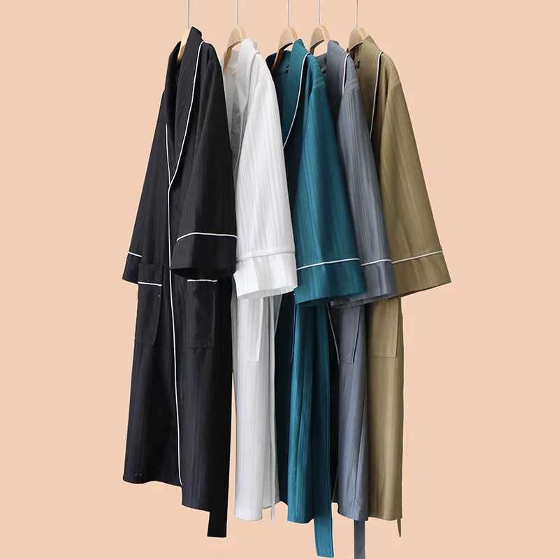 Fashion Bathrobe New Style Thin Men Robes V Neck Mens Sexy Sleepwear Summer Male Kimono Long Sleeve PajamasXJ241018
