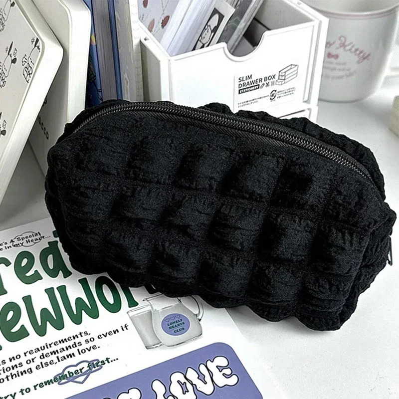1PC Cosmetic Bag Makeup Pouch Solid Color Pencil Case Creative Pillow School Supplies Stationery Box Organizer 241019 zhanyishengli