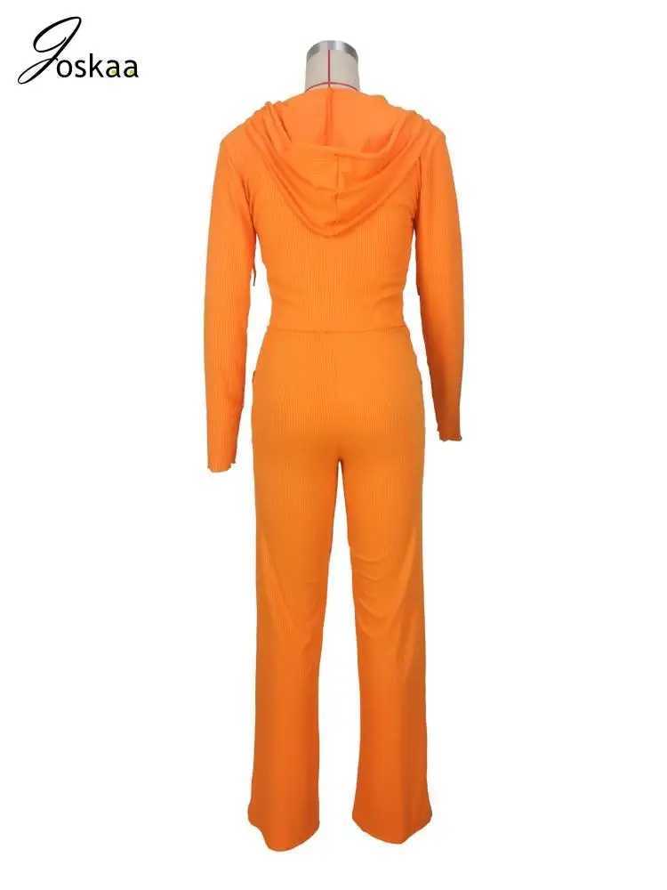 Womens Two Piece Pants Joskaya Ribbed Solid 3Piece Womens Casual Long Sleve Zipper HoodieCamisolStraight Pants Competition Autumn 2023 Track and Fie Y