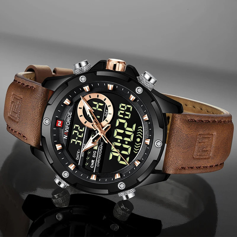 NAVIFORCE digital mens military watch waterproof LED quartz sports large Relogios Masculino 241009
