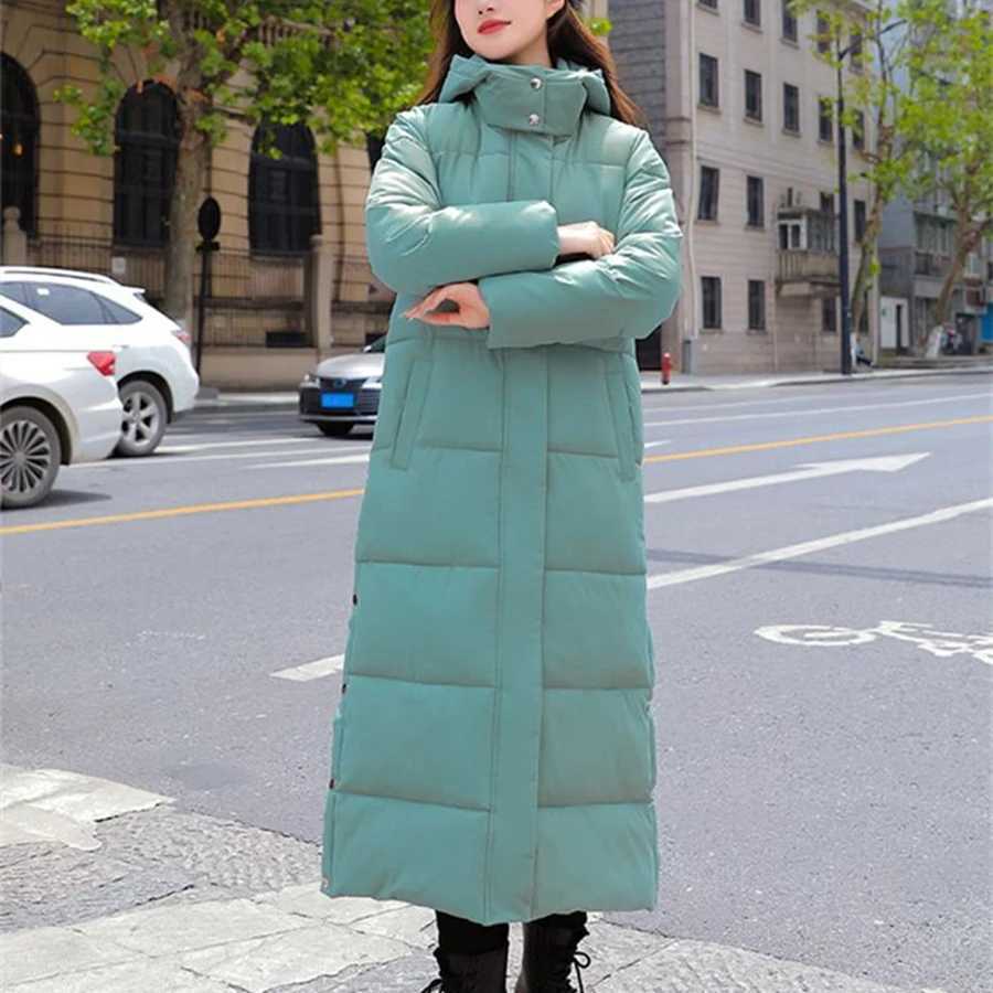 Casual Overcoats Snow Wear Hooded Long Parkas Cold Outwears Tops Korean Warm Thick Sobretudos Winter Cotton Padded Coats WomenX241019