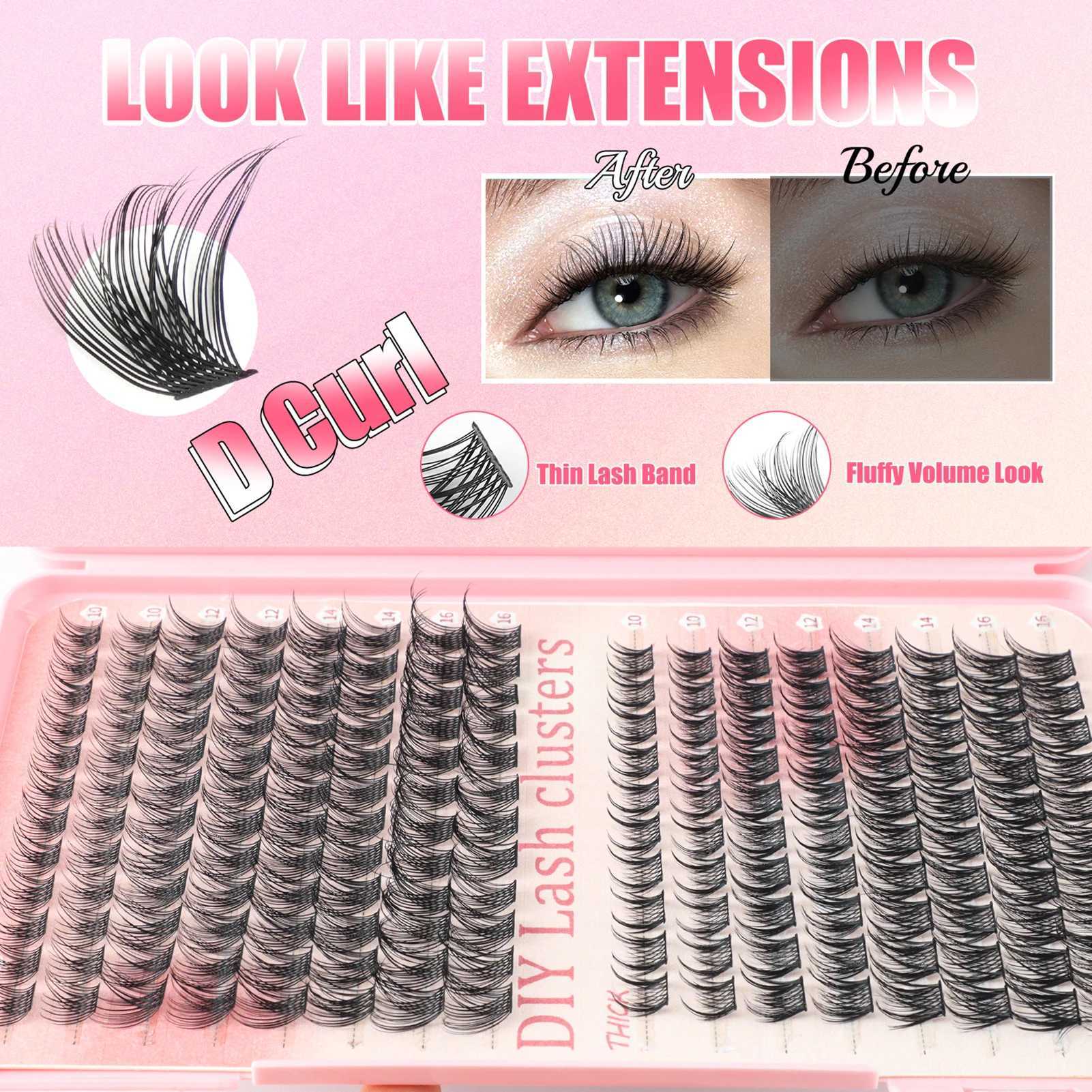Colour Lash Clusters Kit hight volume Fluffy eyelash extenstions set 392/600 pcs False Eyelashes book halloween cosplay makeupsXJ241019