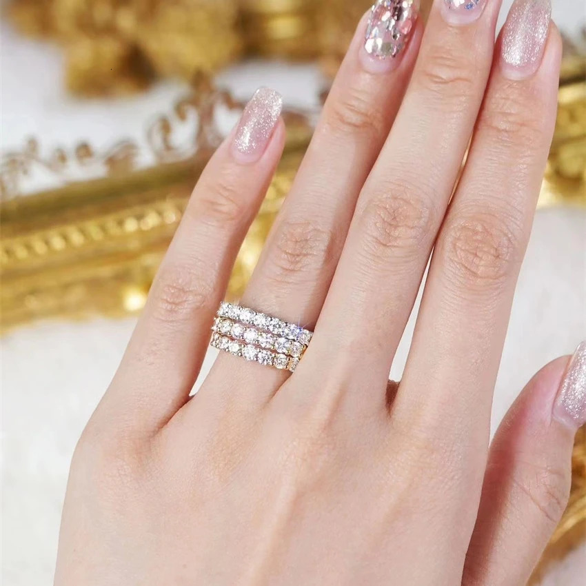 Tone 18k Gold and Silver Plated 925 Womens Ring 0.7ct 3.0mm D Color VVS1 Certified Brand Jewelry High Quality 241018