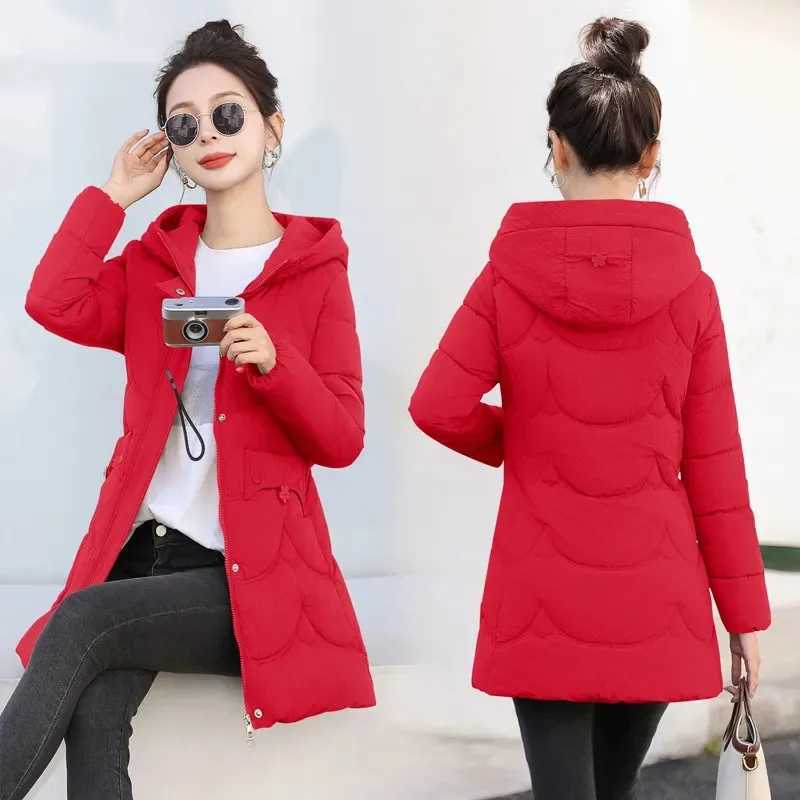 Down Cotton-padded Jacket Womens Wear 2025 Winter New Female Long Coat Hooded Slim Jacket Padded Warm Cotton Padded CoatX241019