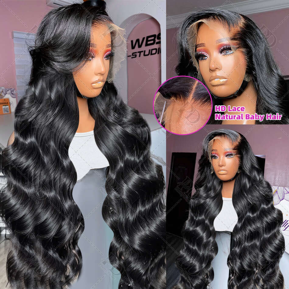 30Inch Brazilian Body Wave 200 Density 13x6 HD Transparent Front Wigs 13x4 Frontal Human Hair 5x5 Lace Closure Wig