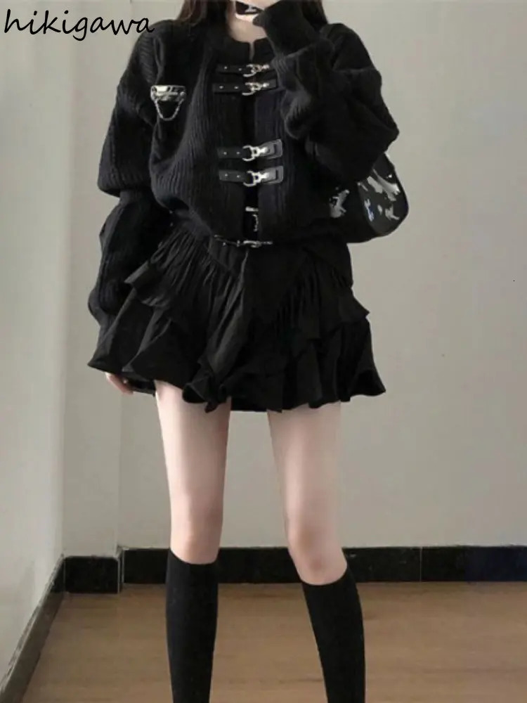 Korean Cardigan Jackets Womens Clothing Sueter De Mujer Fashion Knitwears Skirts Sets Sweater Coat Y2k Clothes Pull Femme 241010