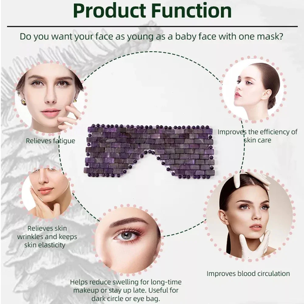Jade Eye Mask Rose Quartz Cooling for Massage Relax Wrinkles Relieve Migraine Meditation Beauty Spa Sleep 241008