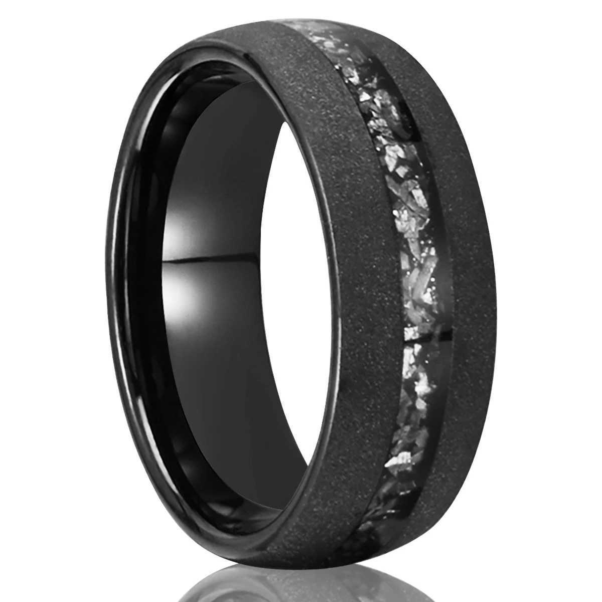 Black sandblasted meteor 8mm tungsten carbide ring suitable for mens and womens weddings engagement rings anniversary gifts unisex style Y241019