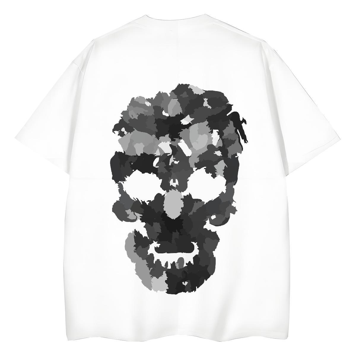 TOP Quality T Shirts Women 230g 100% Cotton Short Sleeve O-Neck Street Casual skull Unisex Tshirts Free Shipping Anime Tops