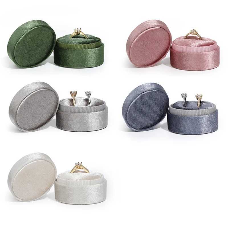 Oval Velvet Small Ring Box Korean Velvet Ring Pair Jewelry Packaging Box Exquisite Mini Jewelry Box W241019